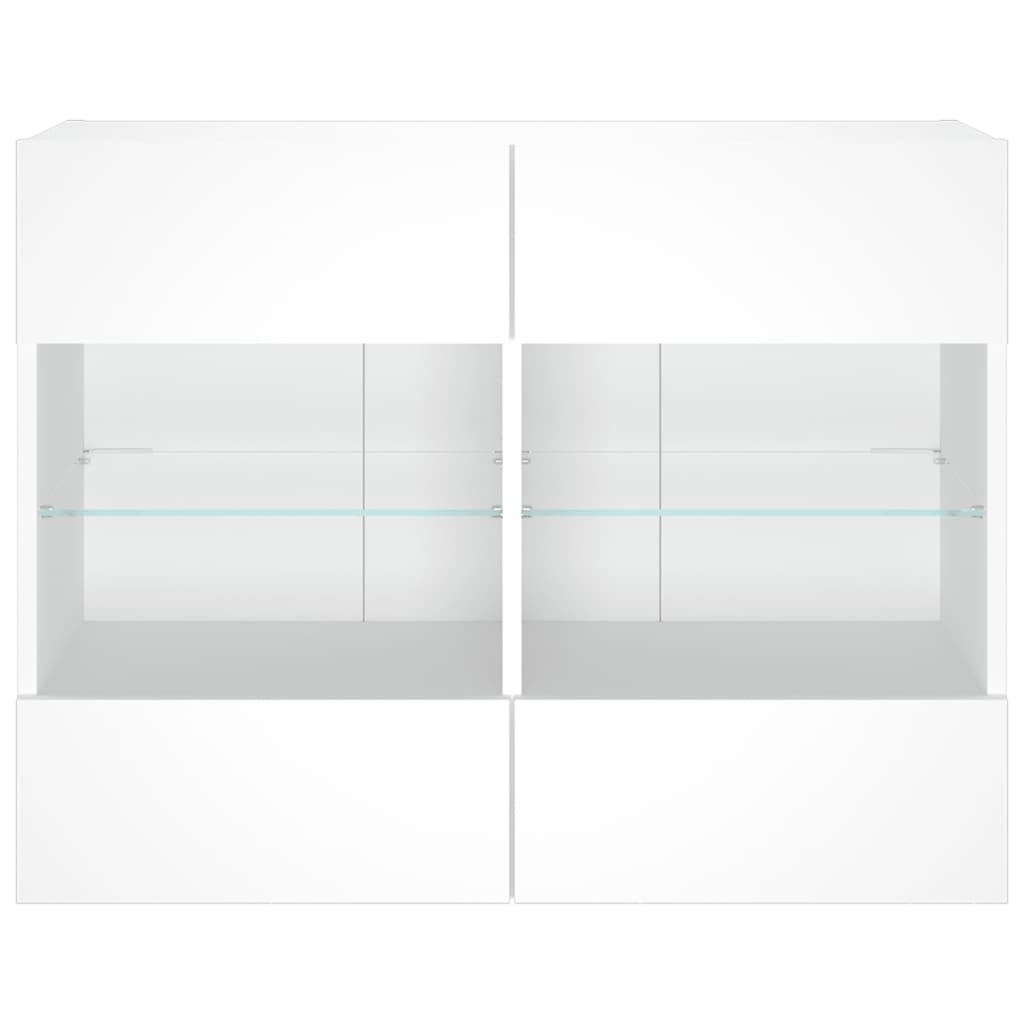 Sieninė TV spintelė su LED lemputėmis, balta, 78,5x30x60,5cm