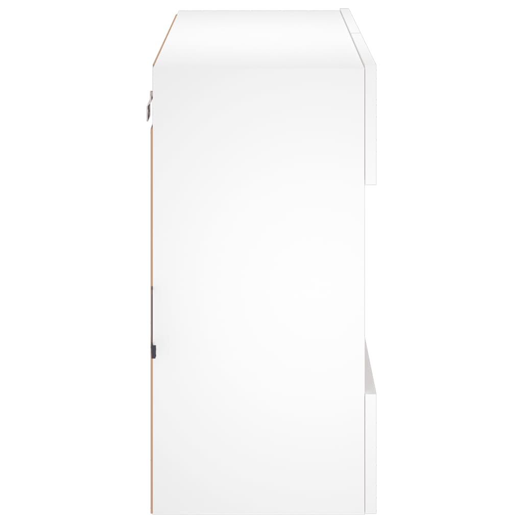 Sieninė TV spintelė su LED lemputėmis, balta, 78,5x30x60,5cm