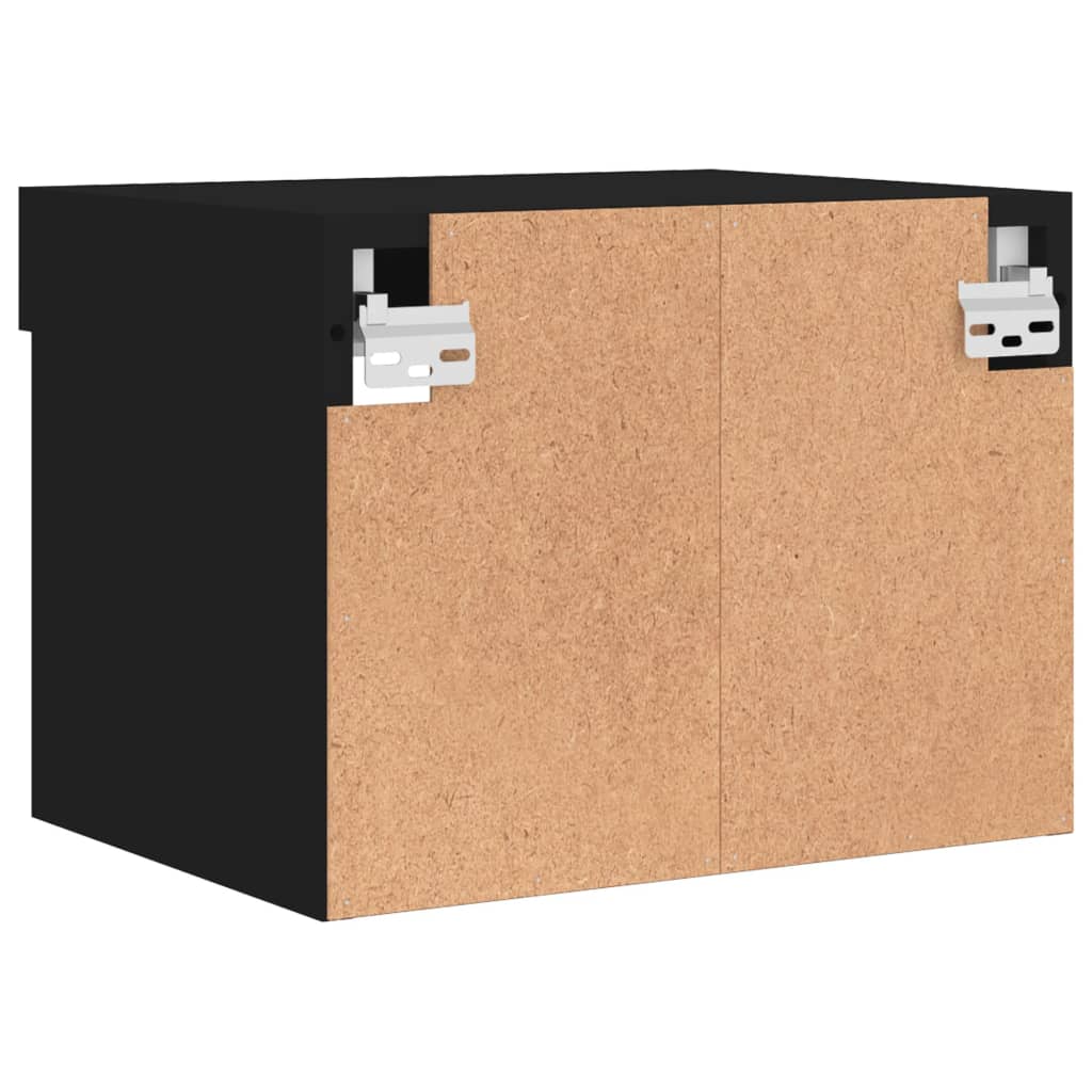 Sieninės naktinės spintelės su LED lemputėmis, 2vnt., juodos