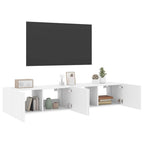 Sieninės TV spintelės su LED, 2vnt., baltos, 80x35x31cm