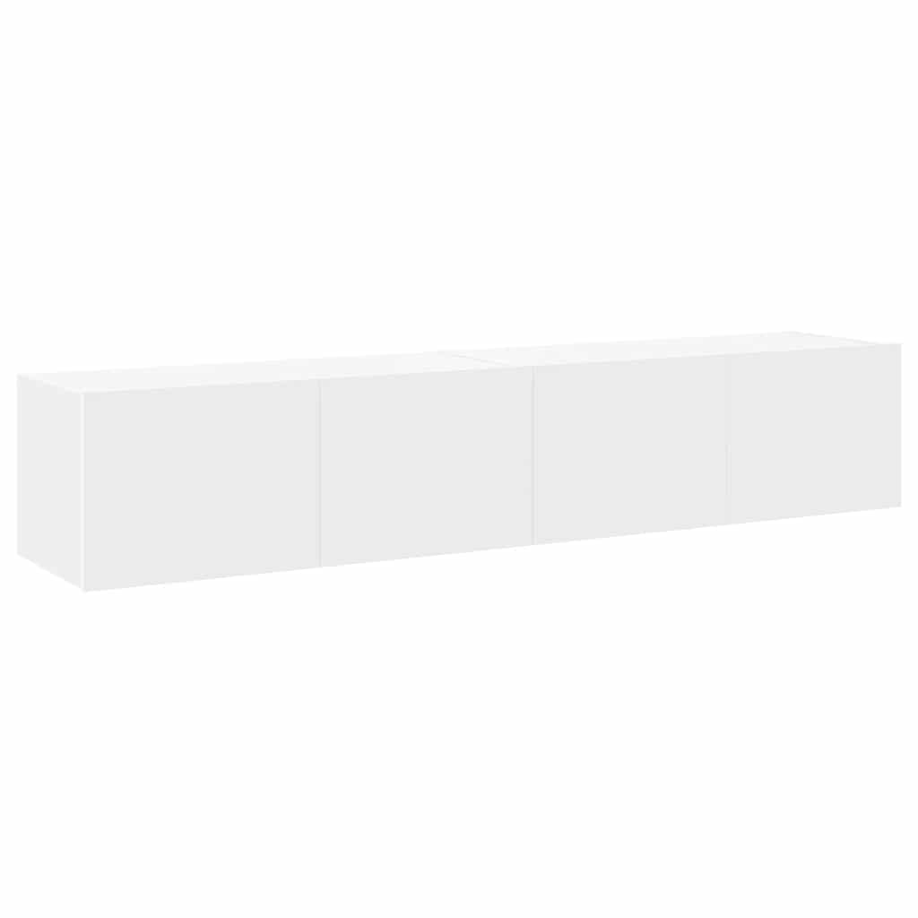 Sieninės TV spintelės su LED, 2vnt., baltos, 80x35x31cm