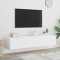 Sieninės TV spintelės su LED, 2vnt., baltos, 80x35x31cm