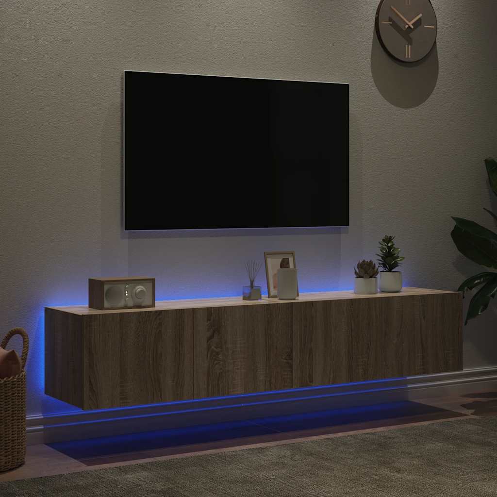 Sieninės TV spintelės su LED, 2vnt., sonoma ąžuolo, 80x35x31cm