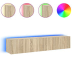 Sieninės TV spintelės su LED, 2vnt., sonoma ąžuolo, 80x35x31cm