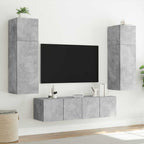 Sieninės TV spintelės su LED, 2vnt., betono pilkos, 80x35x31cm
