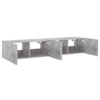 Sieninės TV spintelės su LED, 2vnt., betono pilkos, 80x35x31cm