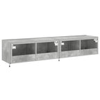 Sieninės TV spintelės su LED, 2vnt., betono pilkos, 80x35x31cm