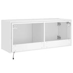 Sieninė TV spintelė su LED lemputėmis, balta, 100x35x41cm