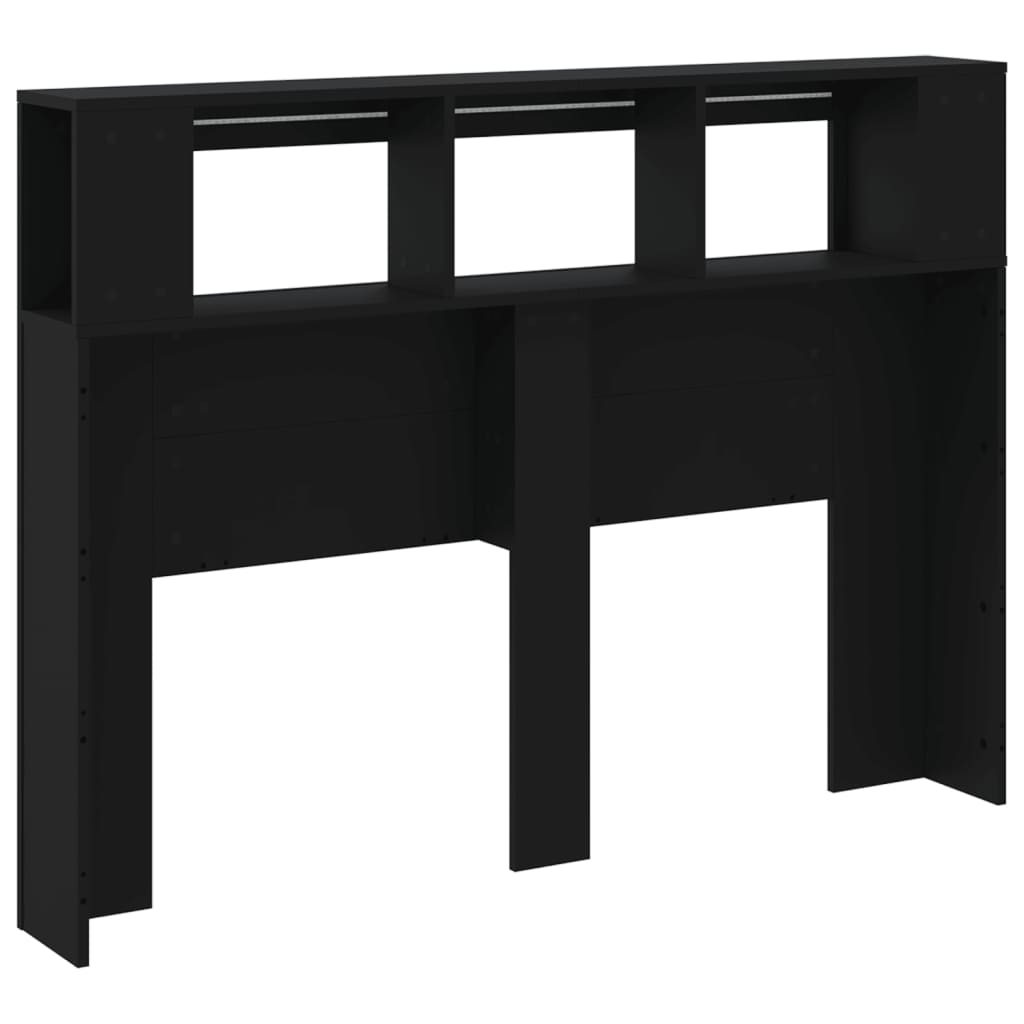 LED galvūgalis, juodas, 140x18,5x103,5cm, apdirbta mediena