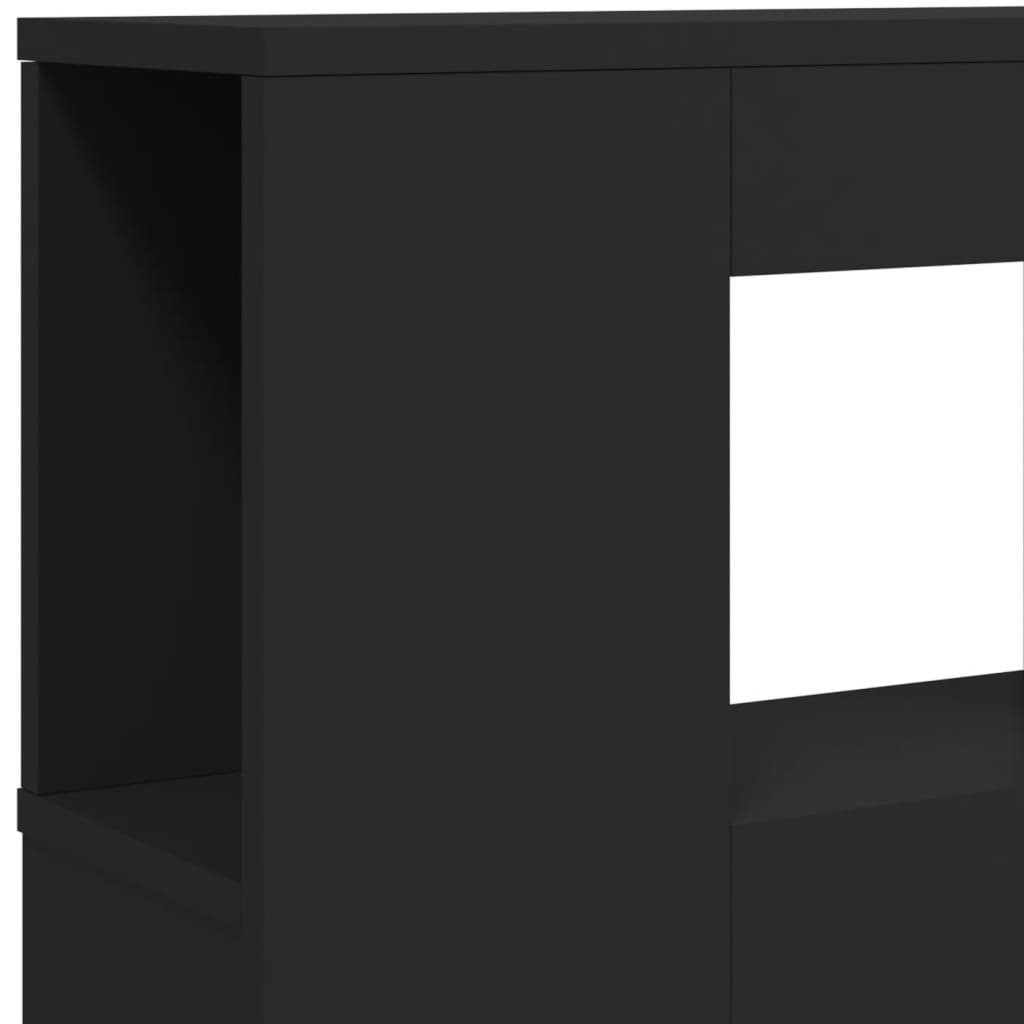 LED galvūgalis, juodas, 140x18,5x103,5cm, apdirbta mediena