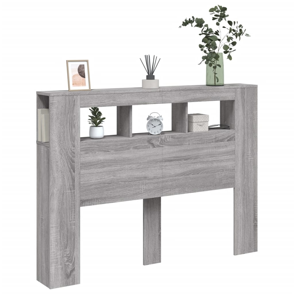 LED galvūgalis, pilkas ąžuolo, 140x18,5x103,5cm, mediena