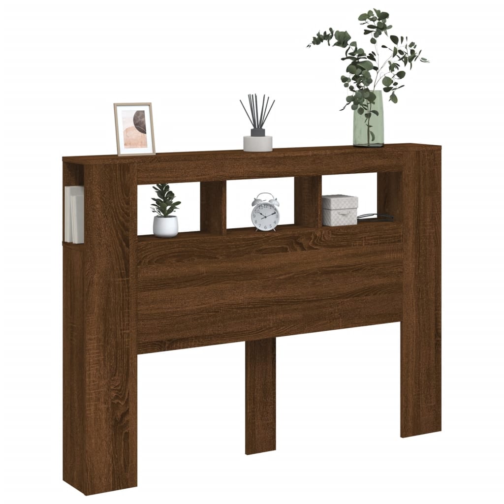 LED galvūgalis, rudas ąžuolo, 140x18,5x103,5cm, mediena