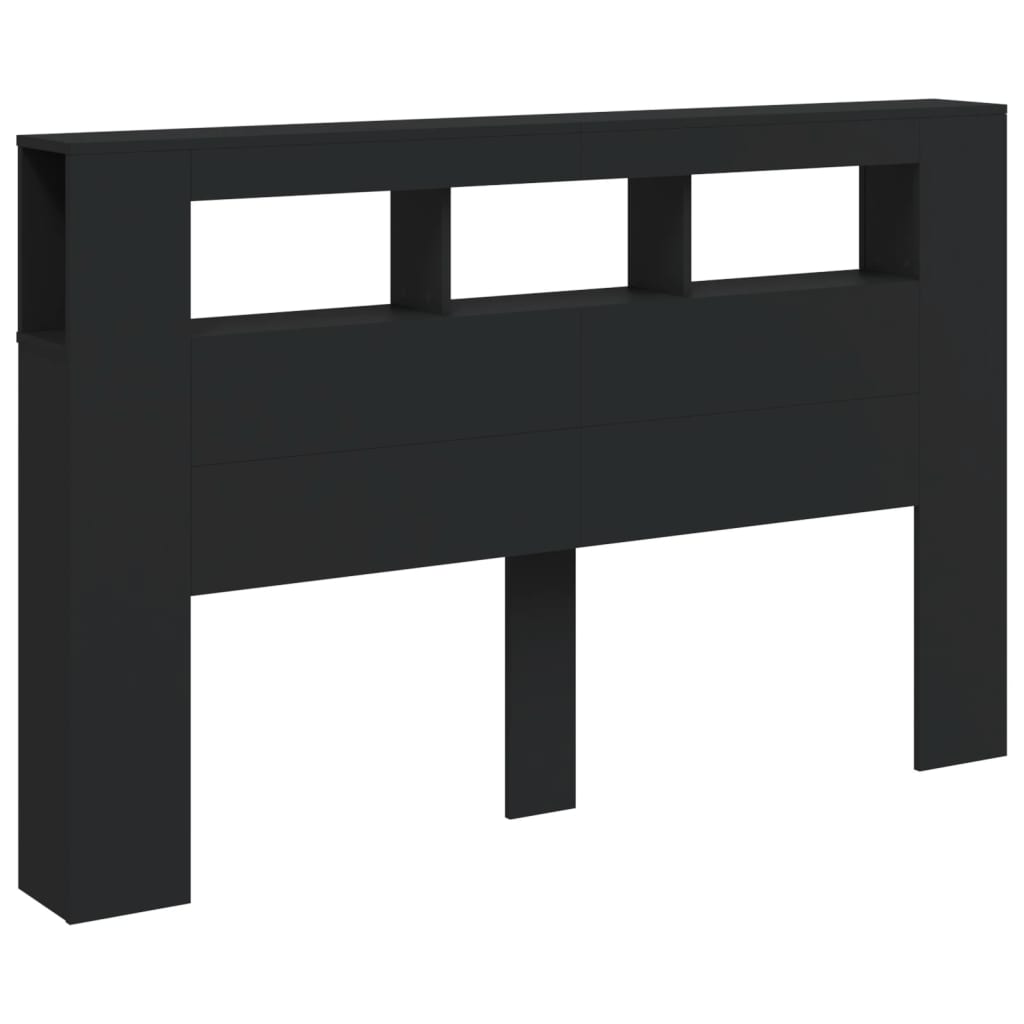 LED galvūgalis, juodas, 160x18,5x103,5cm, apdirbta mediena