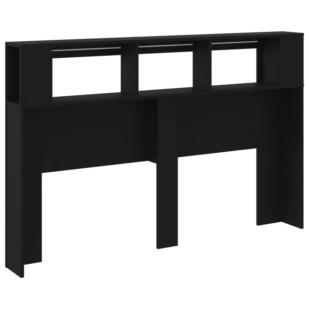 LED galvūgalis, juodas, 160x18,5x103,5cm, apdirbta mediena