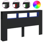 LED galvūgalis, juodas, 180x18,5x103,5cm, apdirbta mediena