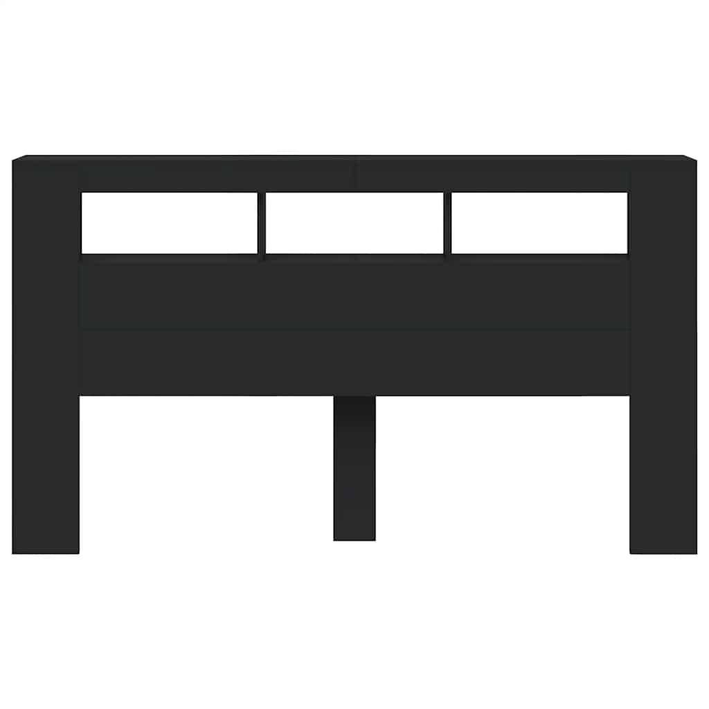 LED galvūgalis, juodas, 180x18,5x103,5cm, apdirbta mediena