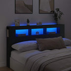LED galvūgalis, juodas, 180x18,5x103,5cm, apdirbta mediena