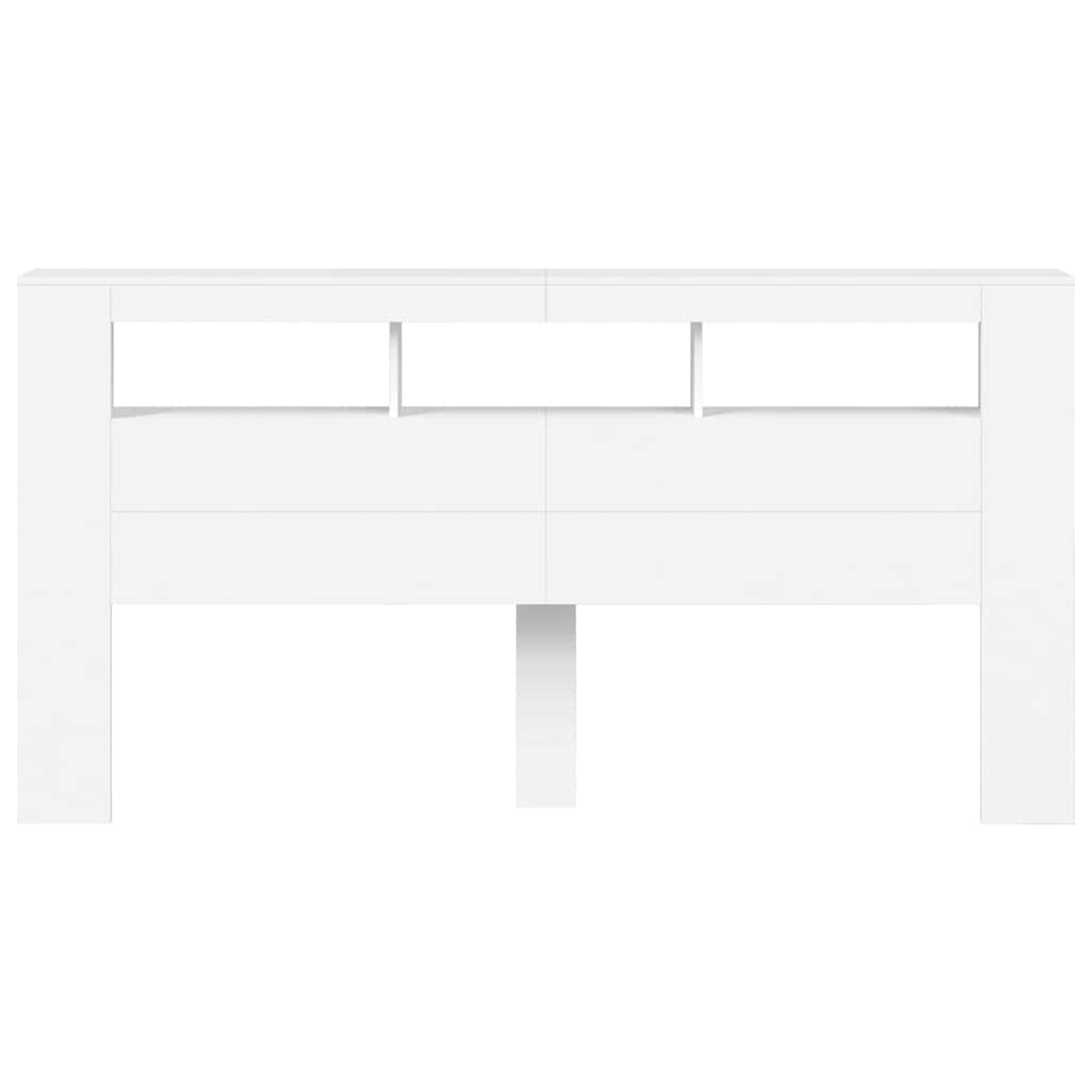 LED galvūgalis, baltas, 200x18,5x103,5cm, apdirbta mediena