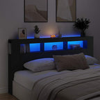 LED galvūgalis, juodas, 200x18,5x103,5cm, apdirbta mediena