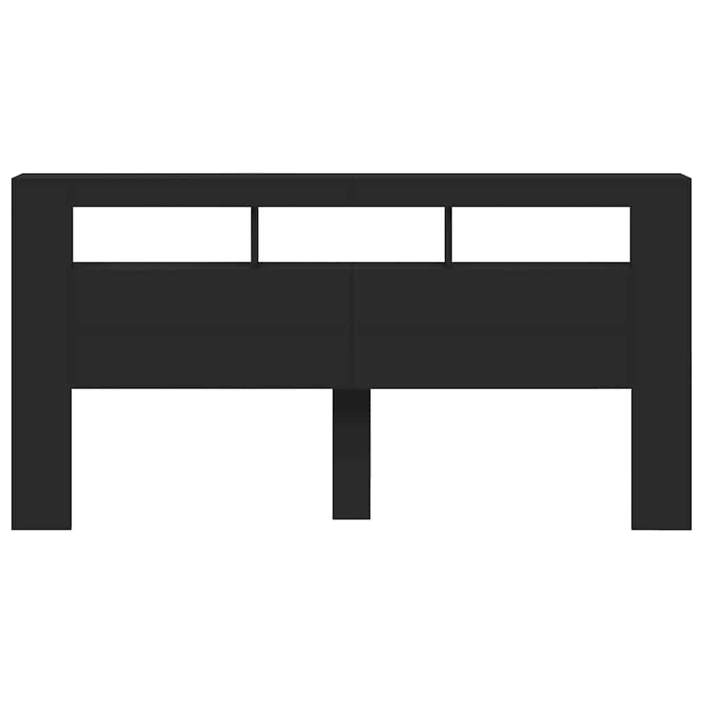 LED galvūgalis, juodas, 200x18,5x103,5cm, apdirbta mediena