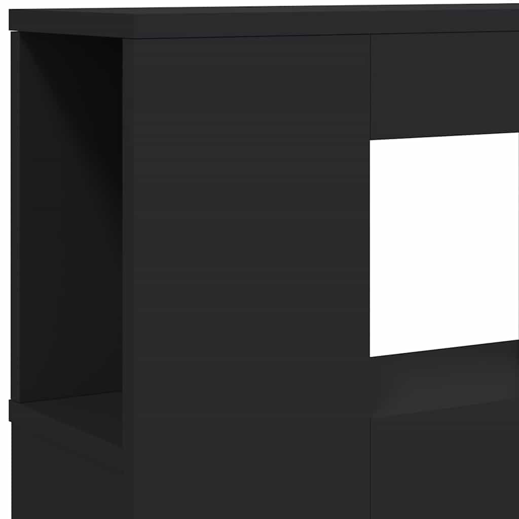 LED galvūgalis, juodas, 200x18,5x103,5cm, apdirbta mediena