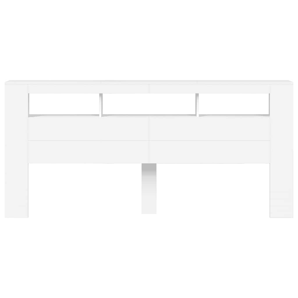 LED galvūgalis, baltas, 220x18,5x103,5cm, apdirbta mediena