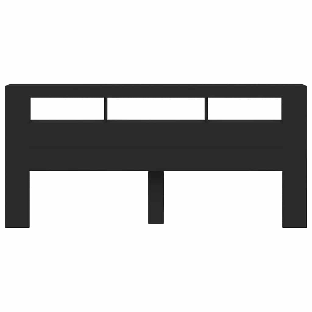 LED galvūgalis, juodas, 220x18,5x103,5cm, apdirbta mediena