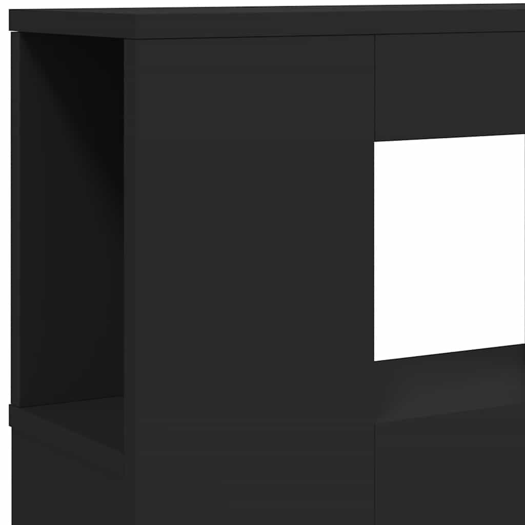 LED galvūgalis, juodas, 220x18,5x103,5cm, apdirbta mediena