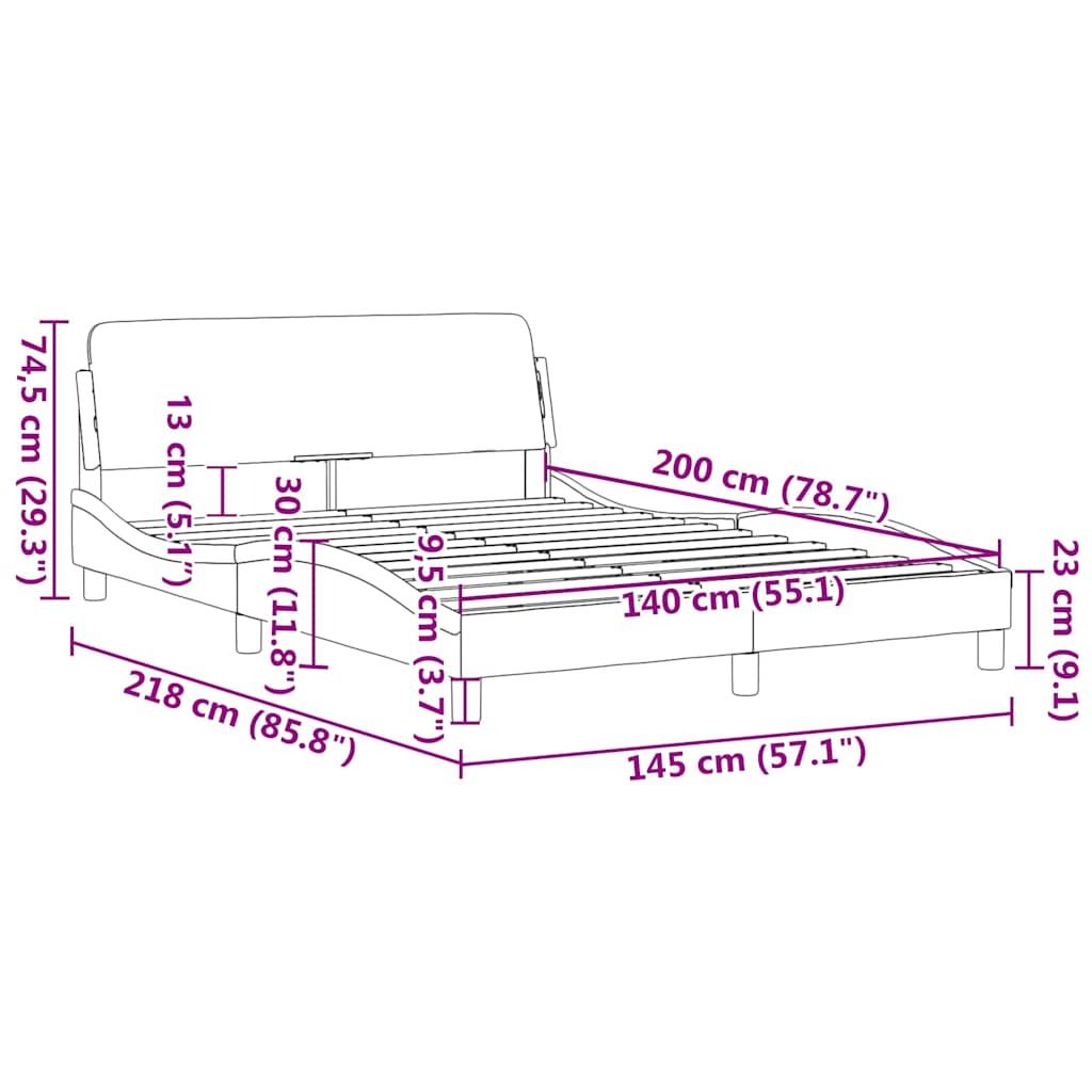 Lovos rėmas, Dover, šviesiai pilkas, 140x200cm, aksomas