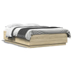 Lovos rėmas su LED, ąžuolo, 160x200cm, apdirbta mediena