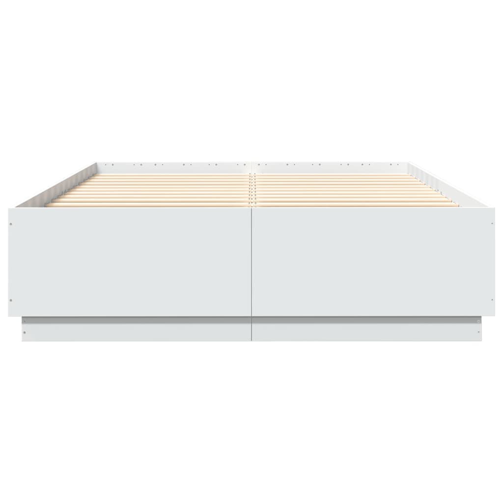 Lovos rėmas su LED, baltas, 150x200cm, apdirbta mediena