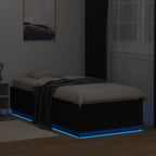 Lovos rėmas su LED, juodas, 90x200cm, apdirbta mediena