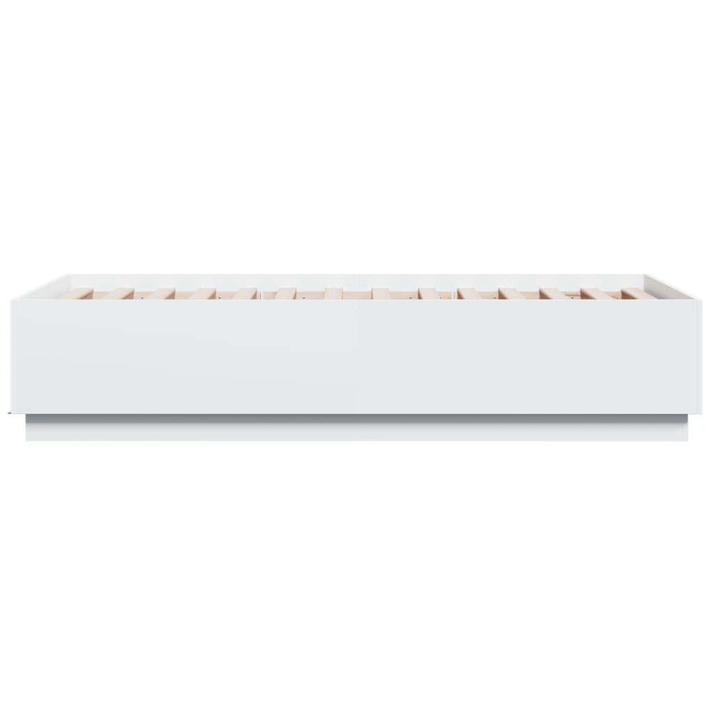Lovos rėmas su LED, baltas, 90x190cm, apdirbta mediena