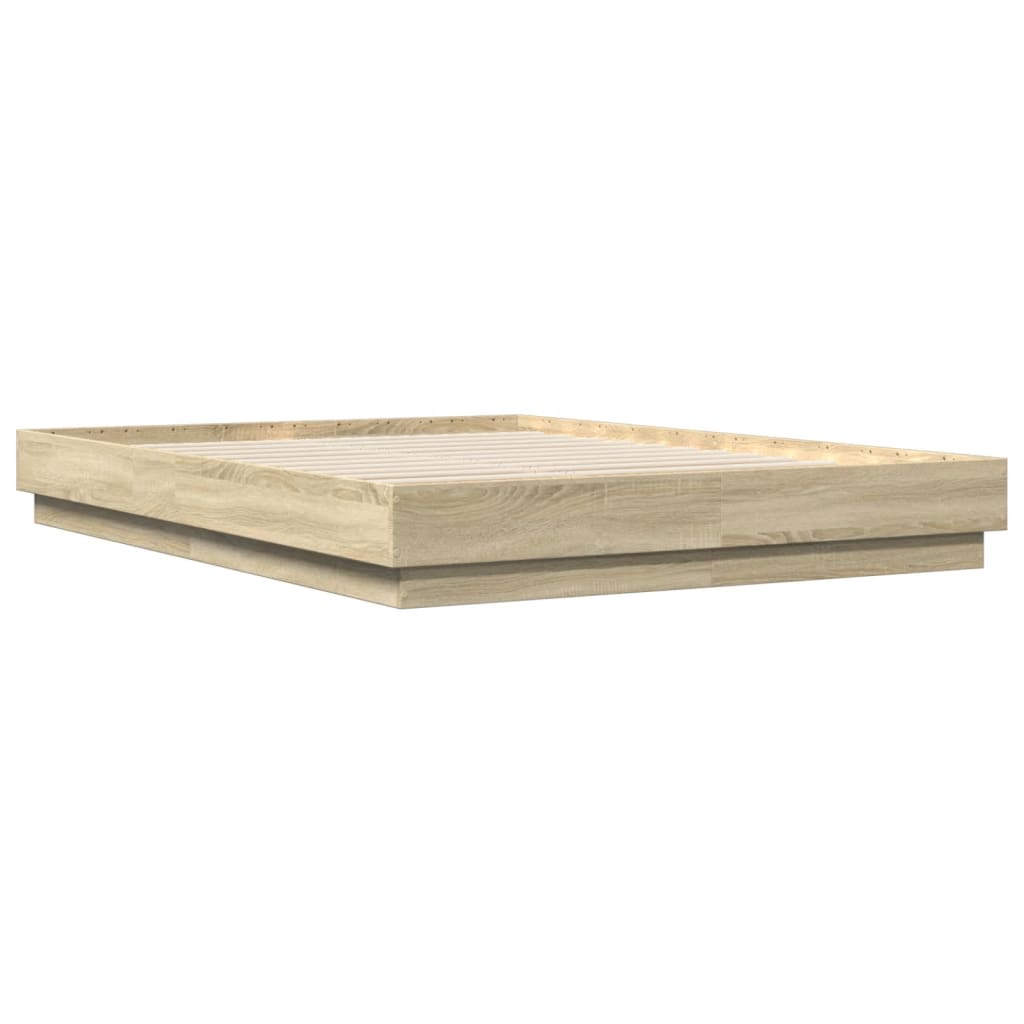 Lovos rėmas su LED lemputėmis, sonoma ąžuolo spalvos, 160x200cm