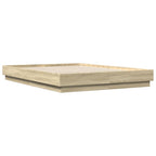 Lovos rėmas su LED lemputėmis, sonoma ąžuolo spalvos, 140x200cm