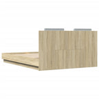Lovos rėmas su galvūgaliu ir LED, ąžuolo spalvos, 120x200cm