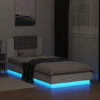 Lovos rėmas su galvūgaliu ir LED lemputėmis, baltas, 100x200cm