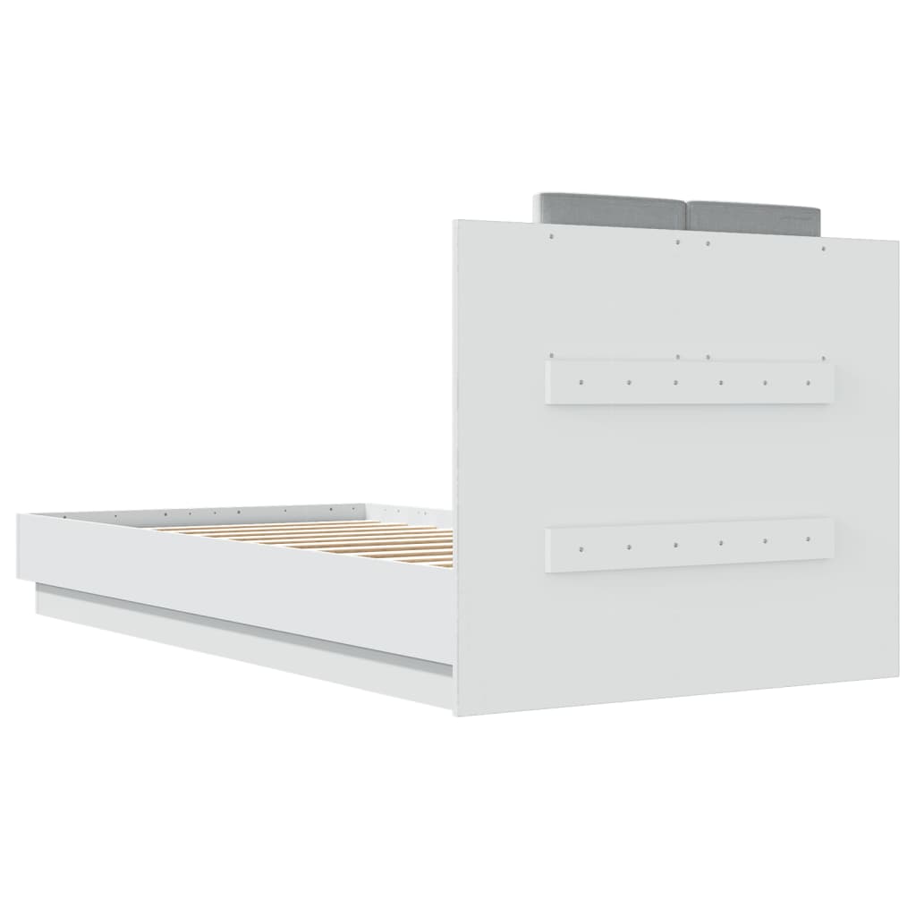 Lovos rėmas su galvūgaliu ir LED lemputėmis, baltas, 90x190cm