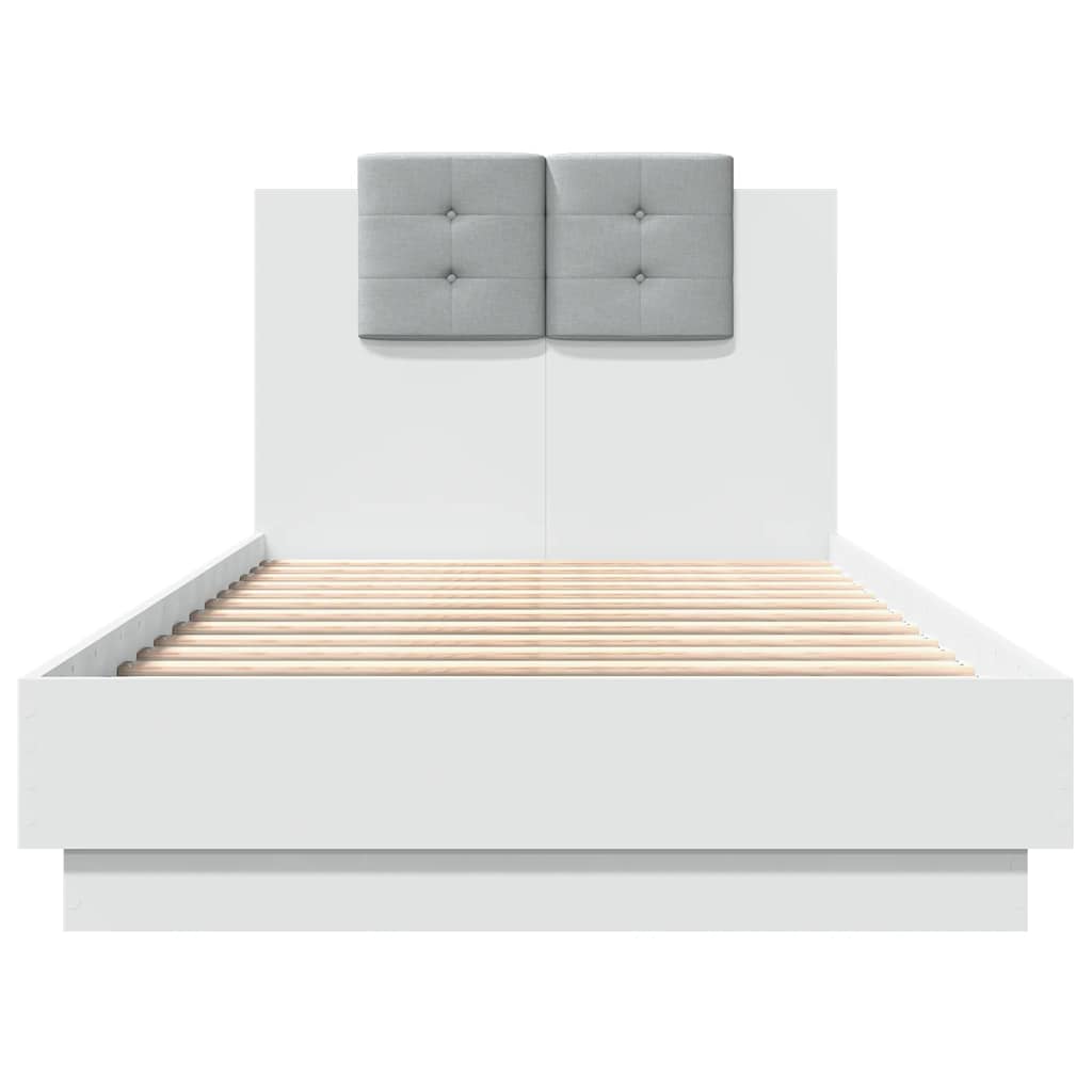 Lovos rėmas su galvūgaliu ir LED lemputėmis, baltas, 75x190cm