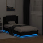 Lovos rėmas su galvūgaliu ir LED lemputėmis, juodas, 75x190cm