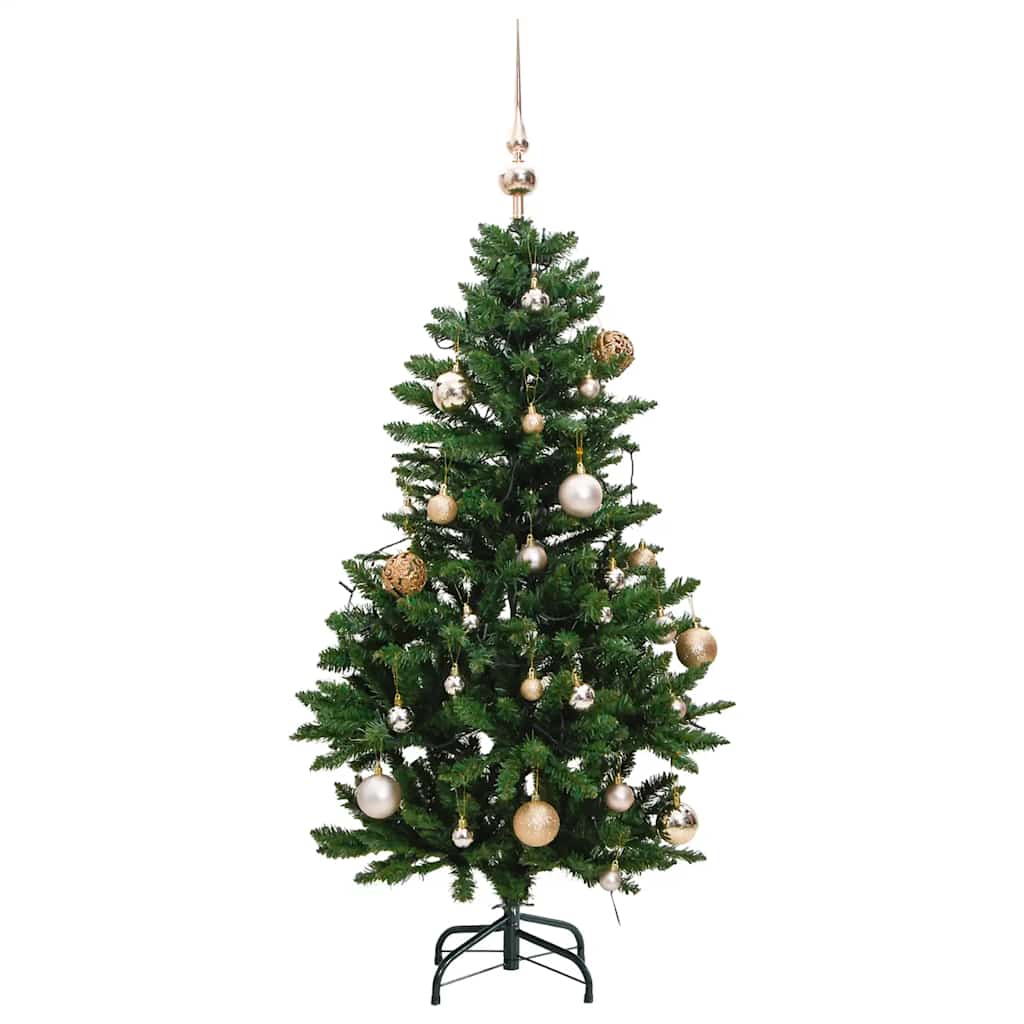Kalėdų eglutė su šarnyrinėmis šakomis/LED/žaisliukais, 120cm