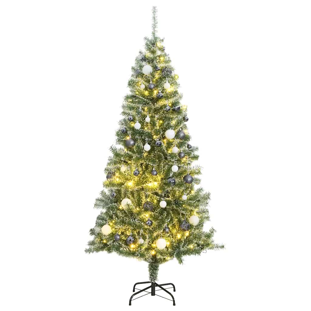 Dirbtinė Kalėdų eglutė su 300 LED/žaisliukais ir sniegu, 210cm