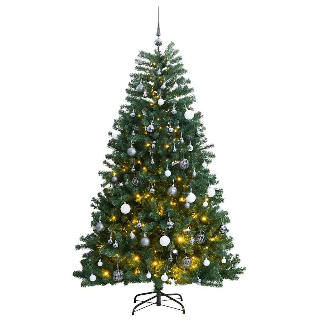 Kalėdų eglutė su šarnyrinėmis šakomis/LED/žaisliukais, 210cm