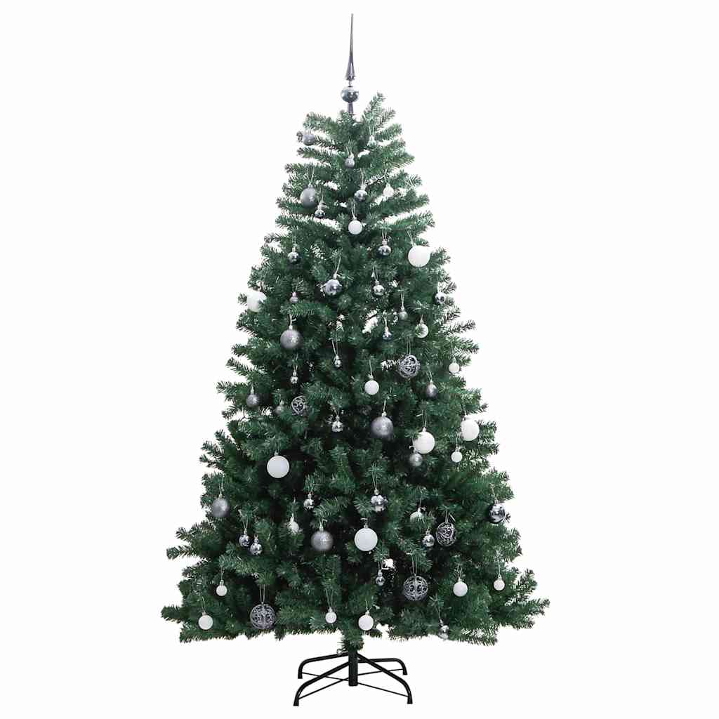 Kalėdų eglutė su šarnyrinėmis šakomis/LED/žaisliukais, 240cm