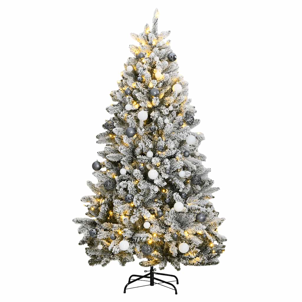 Kalėdų eglutė su šarnyrinėmis šakomis/LED/žaisliukais, 180cm
