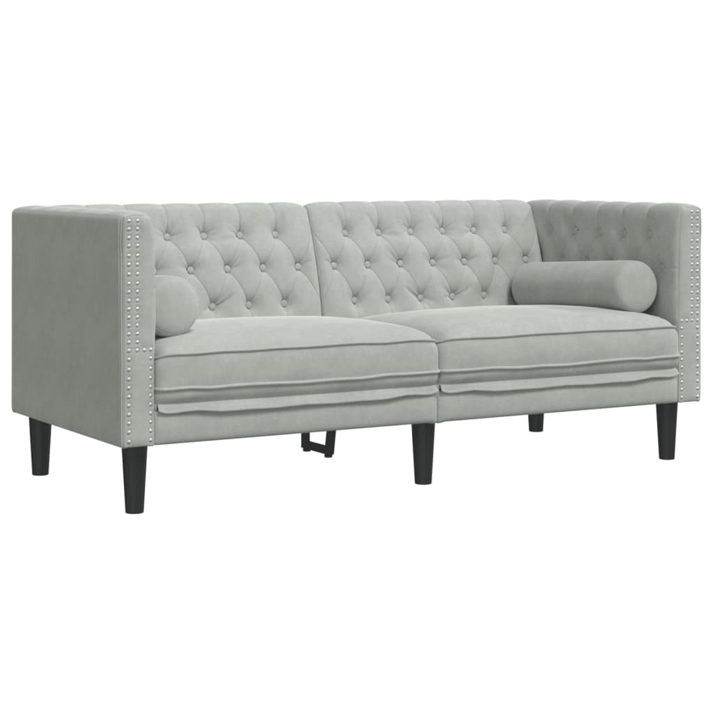 Chesterfield sofų komplektas su pagalvėlėmis, 2 dalių, pilka