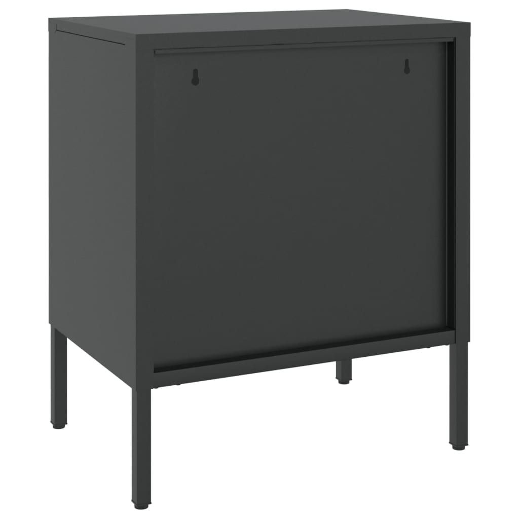 Naktiniai staliukai, 2vnt., juodi, 50x35x60cm, stiklas/plienas