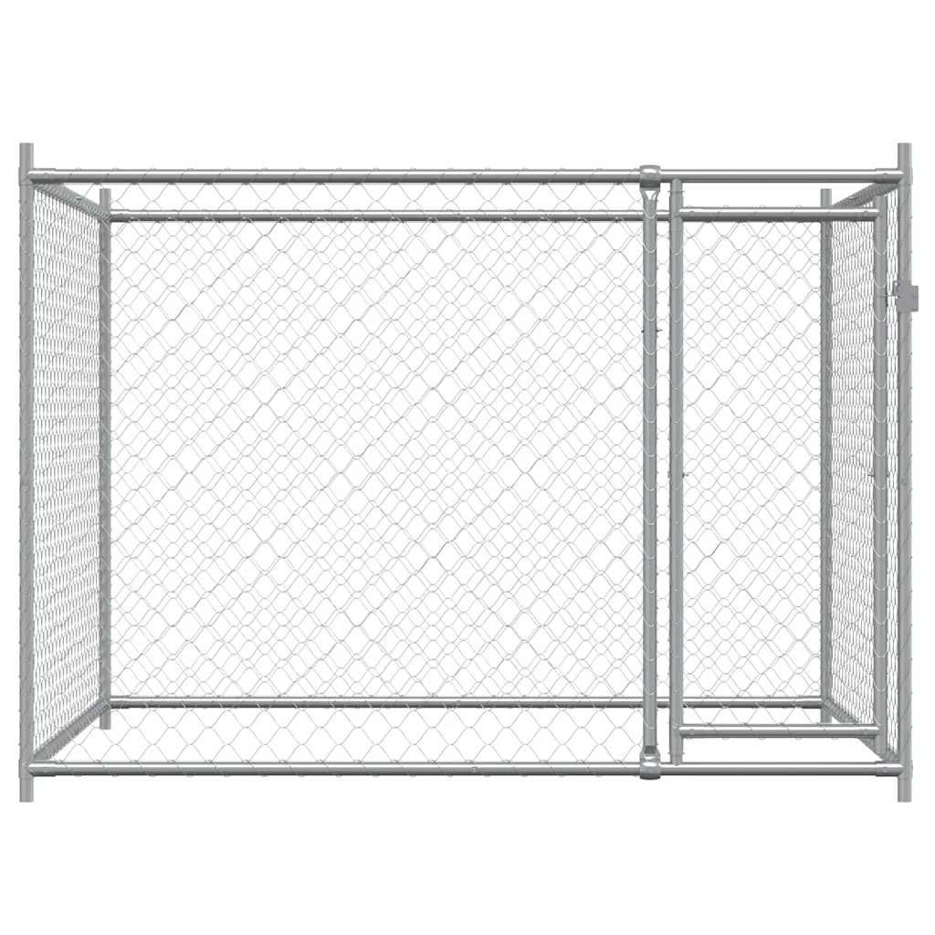 Narvas šunims su durimis, pilkas, 2x2x1,5m, plienas