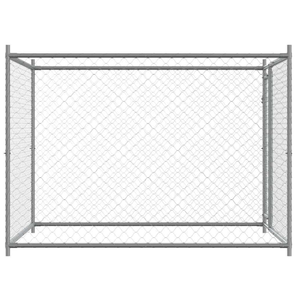 Narvas šunims su durimis, pilkas, 2x2x1,5m, plienas