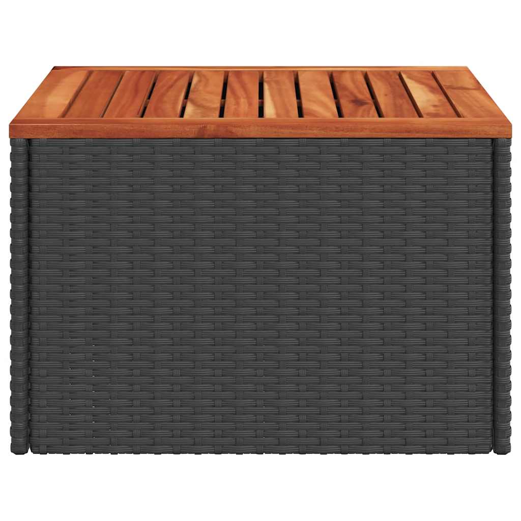 Sodo stalas, juodas, 55x55x37 cm, polirotangas ir akacijos mediena